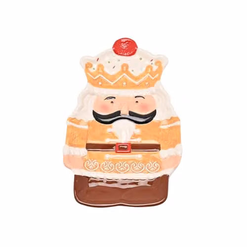 Widdop and Co Santa and Friends Ceramic Gingerbread Nutcracker Christmas Serving Platter, White and Multicolour