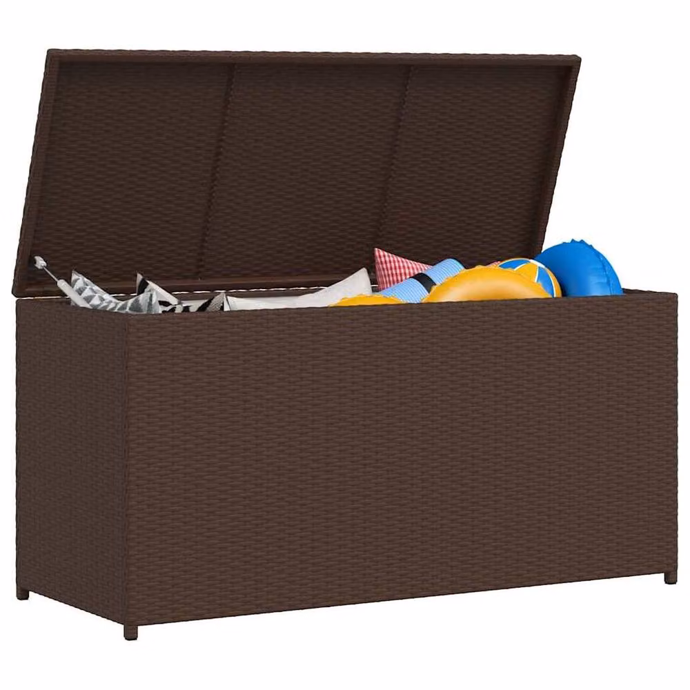 Berkfield Home Brown Poly Rattan Garden Storage Box W/D/H: 120 x 50 x 60 cm – 4