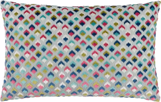 Make It A Home Lexington Velvet Jacquard Rectangular Cushion in Grey and Pink