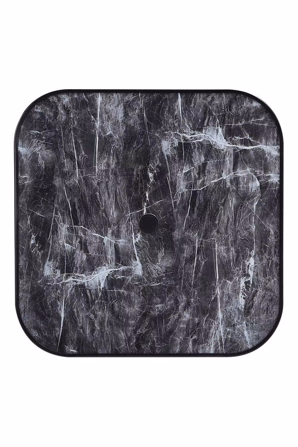 Garden Sanctuary Outdoor Tempered Glass Marble Garden Dining Table in Multicolour and Black, H 80.0 cm x W 72.5 cm – 3