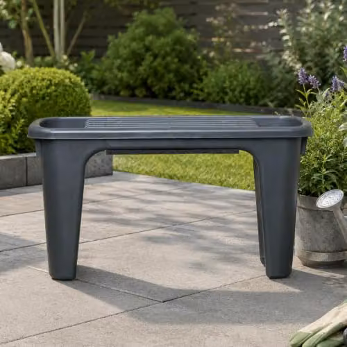 Samuel Alexander 2 in 1 Grey Plastic Garden Kneeler and Stool with Storage Area