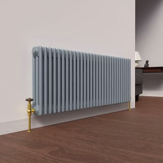 Lux Heat Horizontal 3 Column Steel Radiator in Grey, W: 137 cm, H: 50 cm
