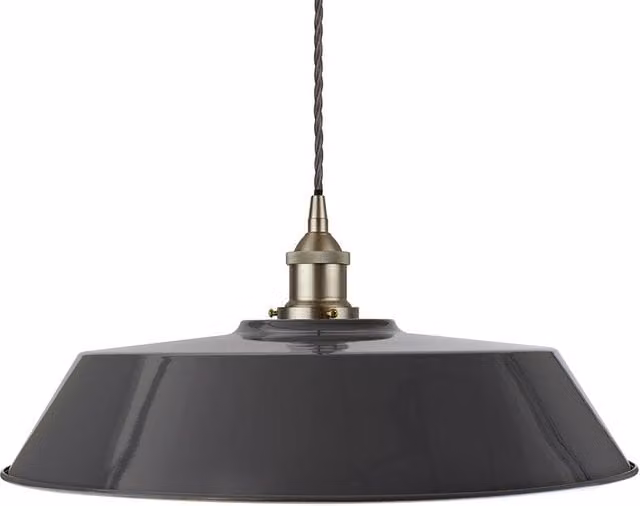 SE Home Chancery Large Suspended Pendant Light in Slate Grey and Brushed Chrome