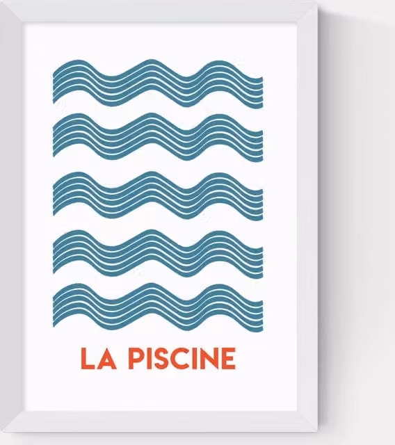 East End Prints La Piscine Minimalist Abstract Framed Wall Art in White