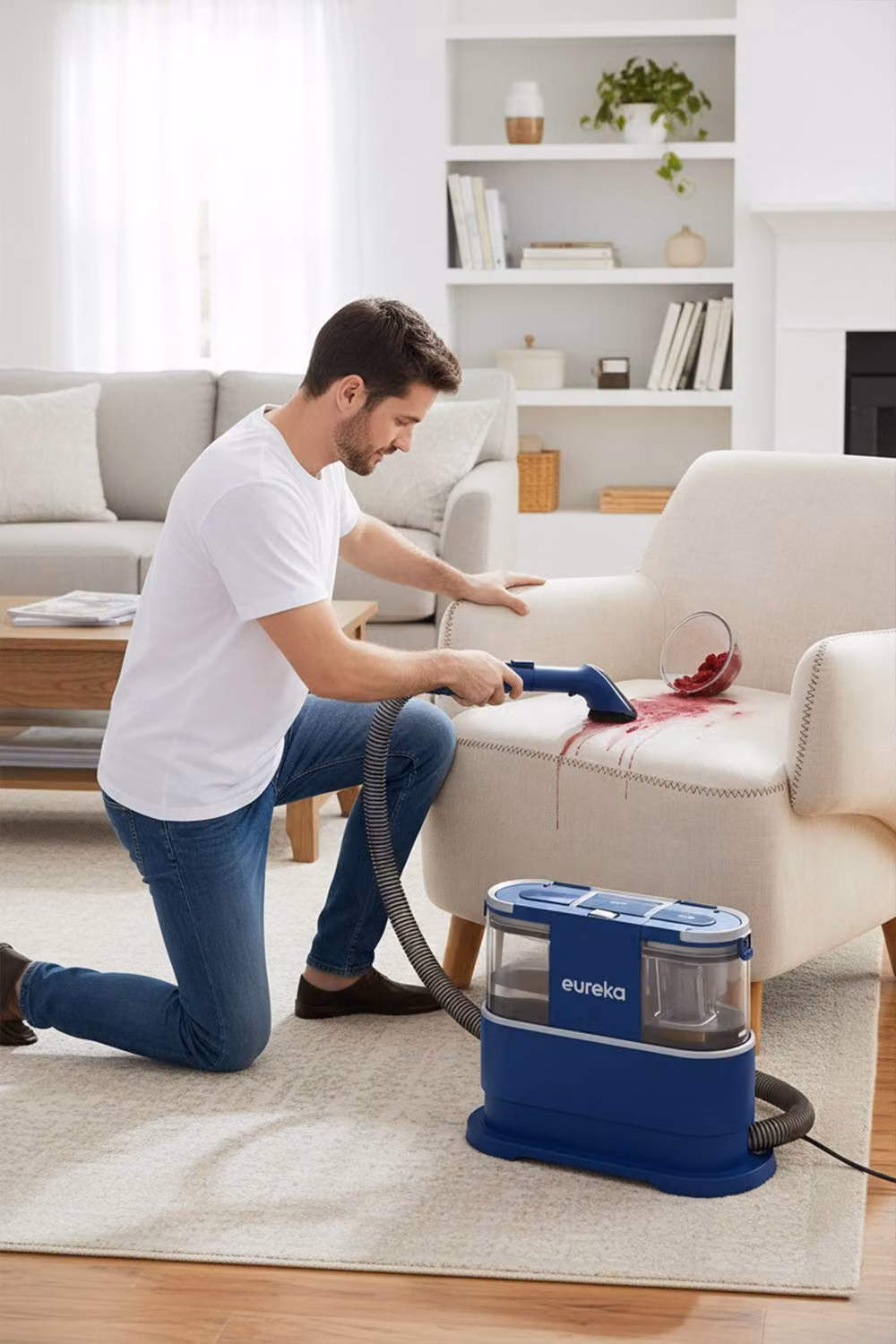 Living and Home Portable Carpet and Upholstery Spot Vacuum Cleaner with 2 Separation Tanks in Blue – 2