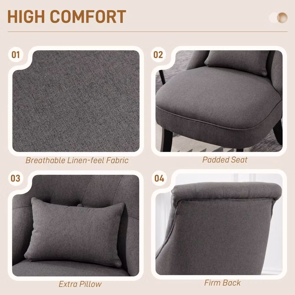 Wyld Haus Fapa Grey Fabric Tub Accent Chair with Solid Wood Legs, H 82 cm x W 69 cm x D 52.5 cm – 4