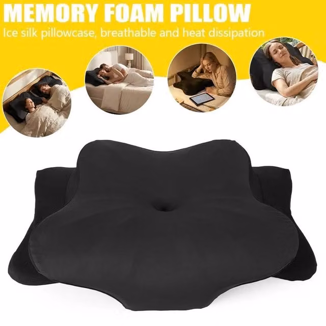 NESTLUNE Black Memory Foam Cervical Pillow for Neck and Shoulder Pain, Cot Size