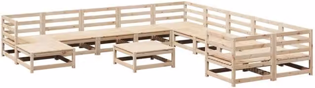 Berkfield Home 12 Piece Solid Wood Pine Garden Sofa Set with Beige Cushions – 1