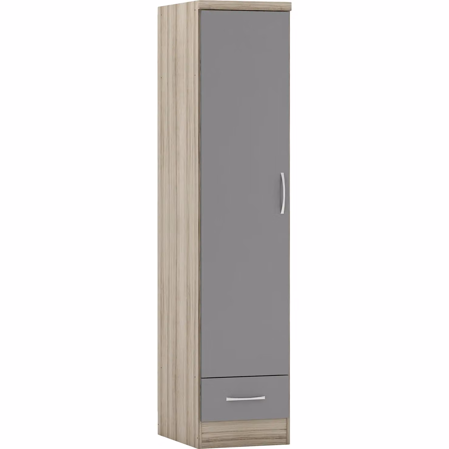 Seconique Nevada Grey Gloss 1 Door 1 Drawer Wardrobe – 3