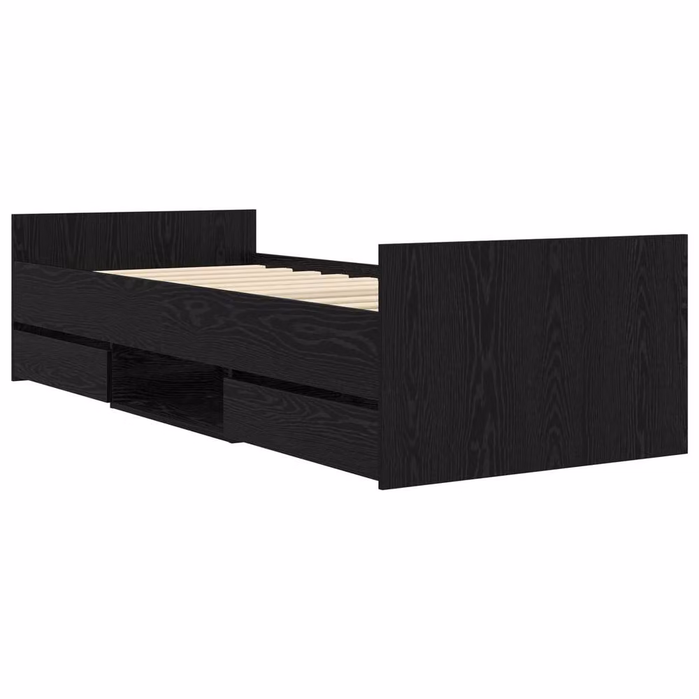 Berkfield Home Modern Bed Frame with Storage Drawers in Black Oak, W/D/H: 80 x 200 cm – 2