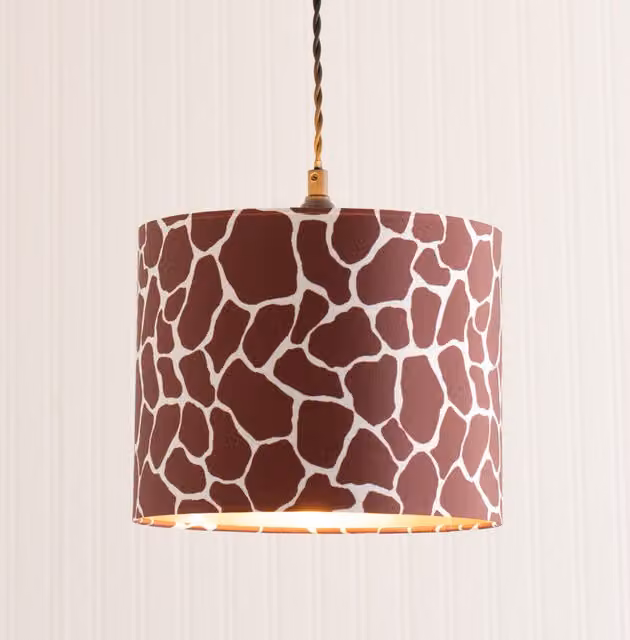 Oasis Small Giraffe Print Metallic Inner Ceiling Drum Lamp Shade in Brown and Gold