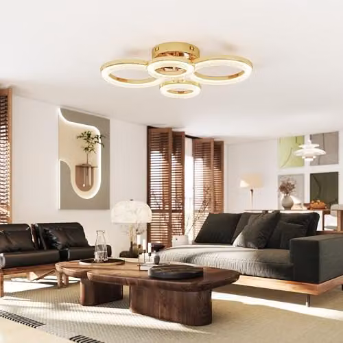 HOMCOM Modern Dimmable LED Ceiling Light with 4 Rings in Gold Tone, 40W, 4350lm, for Living Room and Bedroom – 4