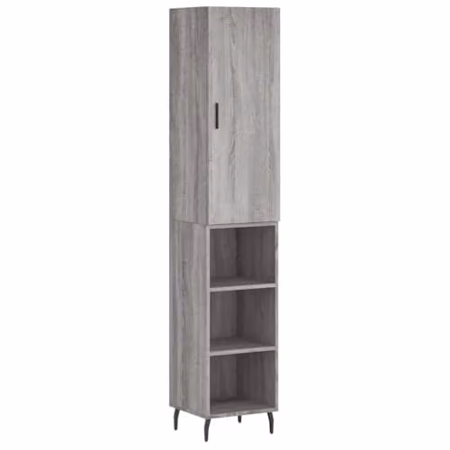 vidaXL Modern Grey Highboard with Hinged Doors and Internal Shelves, W/D/H: 34.5 x 34 x 180 cm – 1