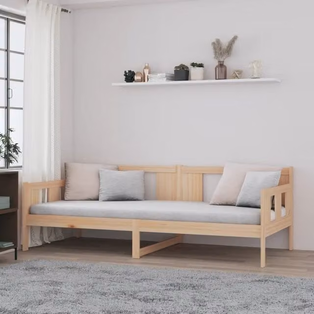 Berkfield Home Rustic Solid Wood Pine Day Bed, Brown, W: 90 cm, D: 200 cm
