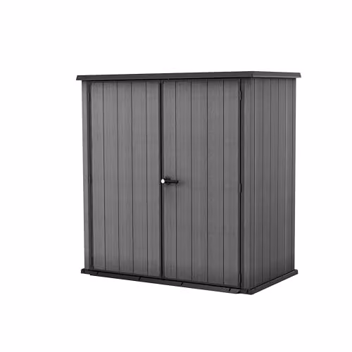 Keter Fortis XL 3100L Outdoor Storage Cabinet in Grey, Heavy-Duty Resin Garden Storage with Lockable Hinged Doors, H 195.0 cm x W 106.5 cm x D 69.0 cm – 1