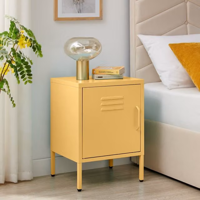 FurnitureboxUK Teksi Modern Metal Bedside Table in Yellow