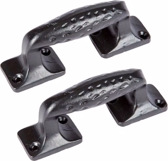 Hammer and Tongs Forged Iron Bow Barn Door Handles in Matt Black, Pack of 2 – 1