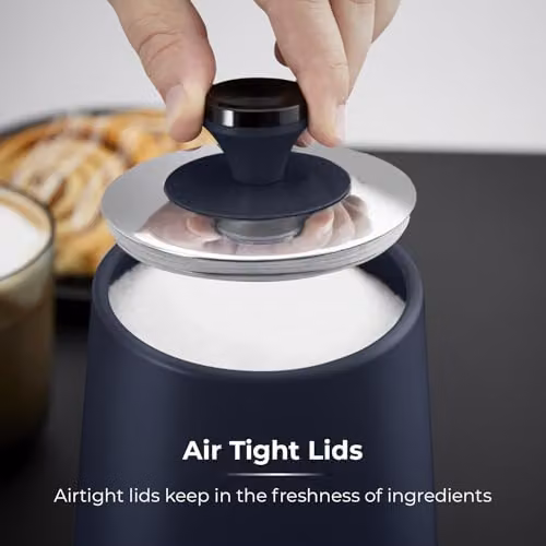 Tower Sera Set of 3 Airtight Stainless Steel Canisters in Blue and Black – 4