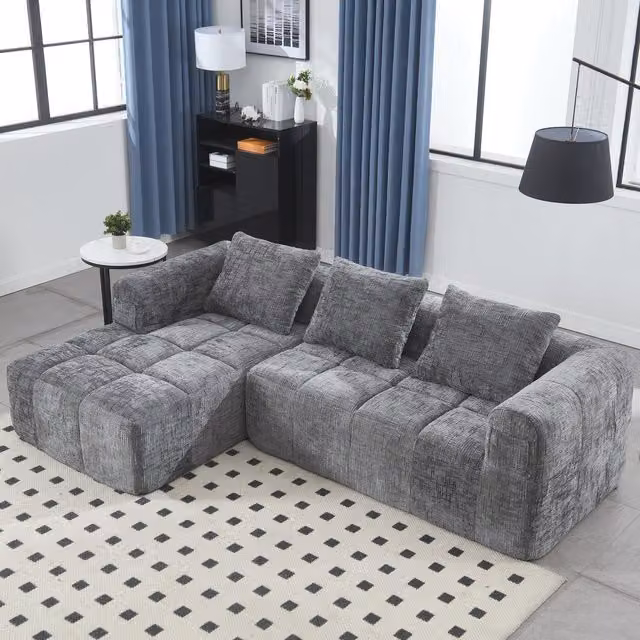 Aosom UK Oversized Modular L-Shaped Reversible Sleeper Sofa in Grey, W/D/H: 250 x 158 x 60 cm