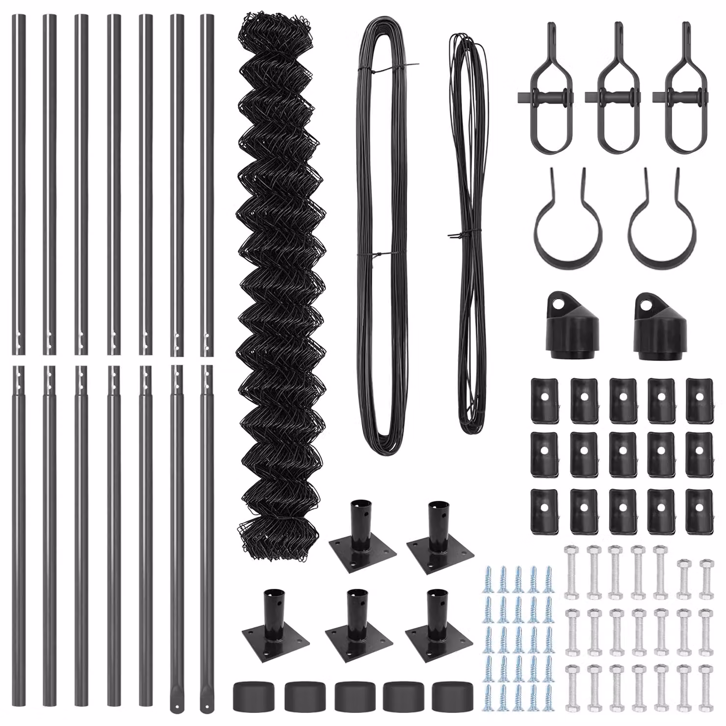 Berkfield Home Grey Galvanised Steel Chain Link Fence with 7 Flanged Posts, W: 10 m, H: 1.5 m – 4