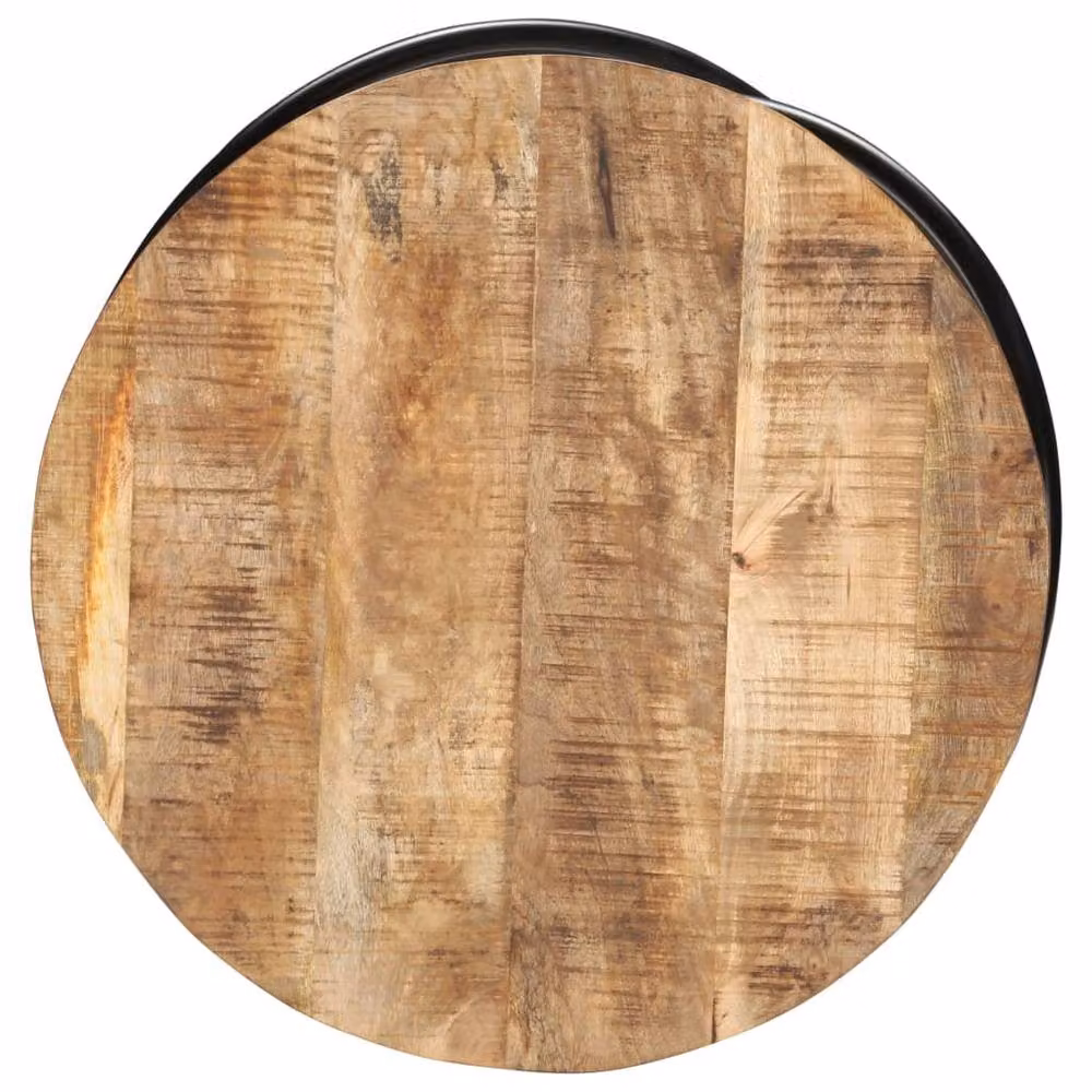 Berkfield Home Black Solid Rough Mango Wood Coffee Table W/D/H: 60 x 60 x 40 cm – 3