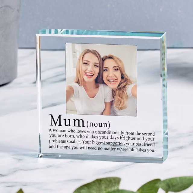 Uniqueful Personalised Definition of a Mum Glass Token for Mothers Day in Transparent Finish