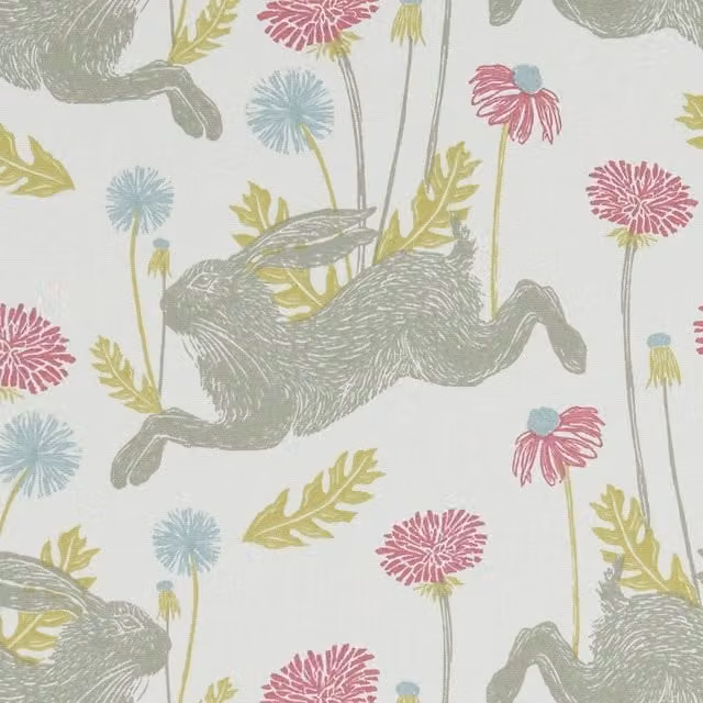 Clarke & Clarke March Hare Multicolour Floral Cotton Fabric for Adults