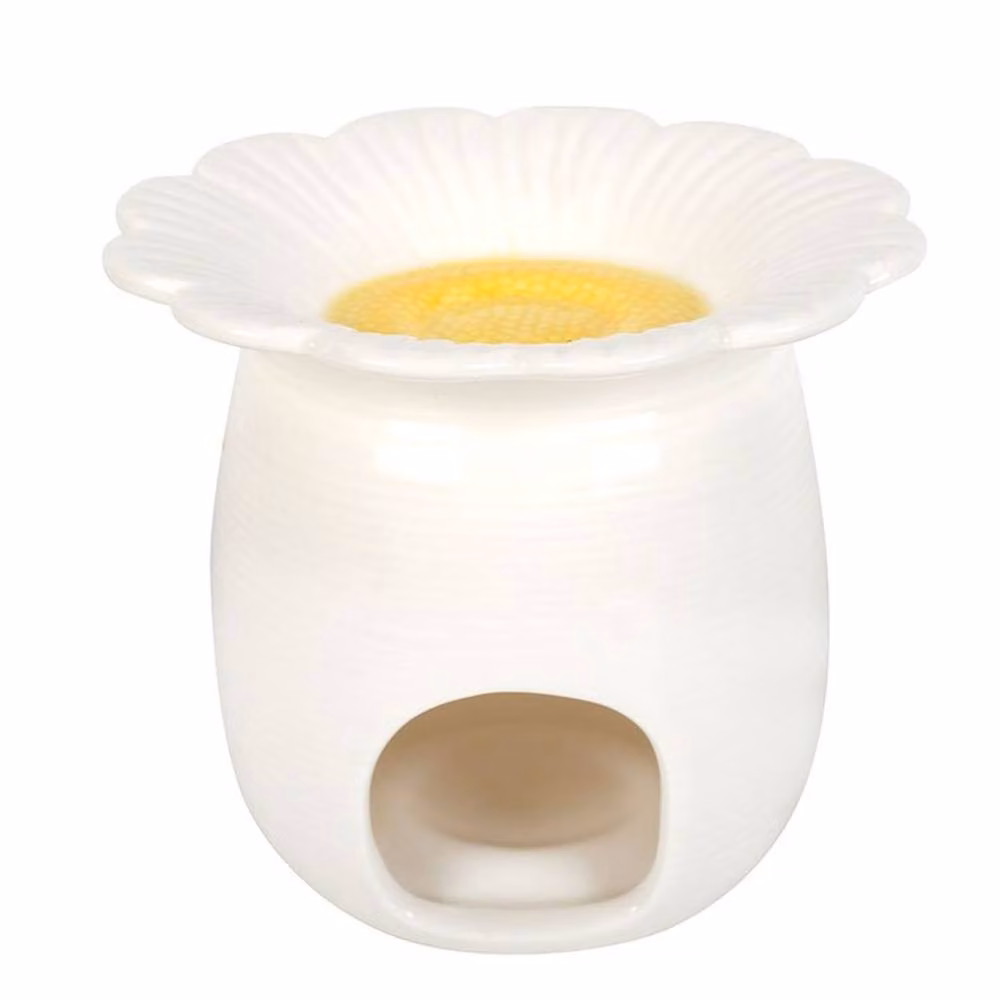 Uniqueful Daisy Shaped Ceramic Oil Burner in White and Multicolour, Height: 15 cm – 2