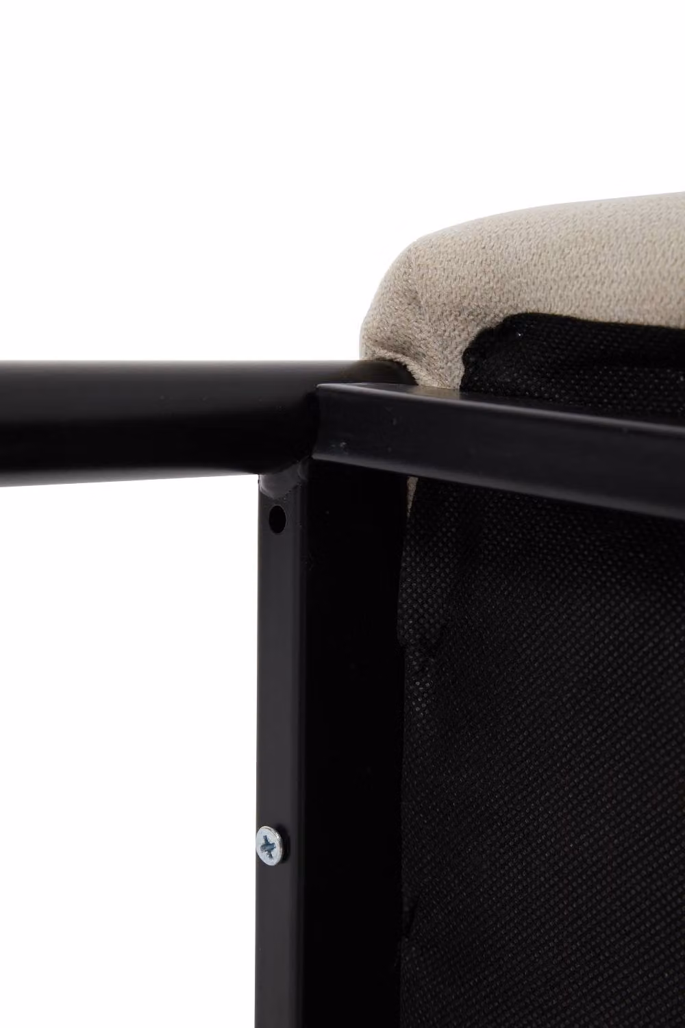 Living and Home Set of 4 Beige Linen Upholstered Dining Chairs with Metal Frame – 4
