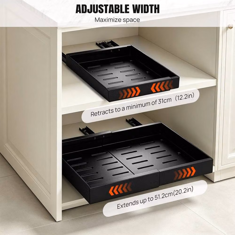 NESTLUNE 2 Pack Expandable Metal Pull Out Cabinet Organiser in Black – 6