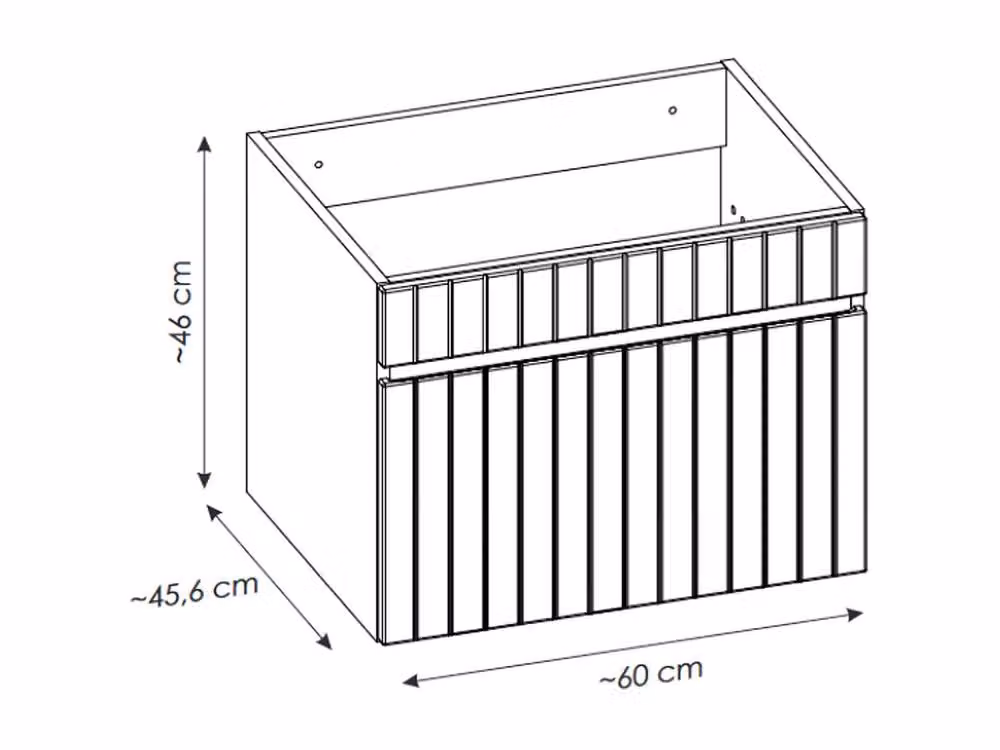 Vente-unique Ribbed Suspended Bathroom Cabinet with Built-in Basin, Pink and White, W: 60 cm, D: 46 cm, H: 46 cm – 3