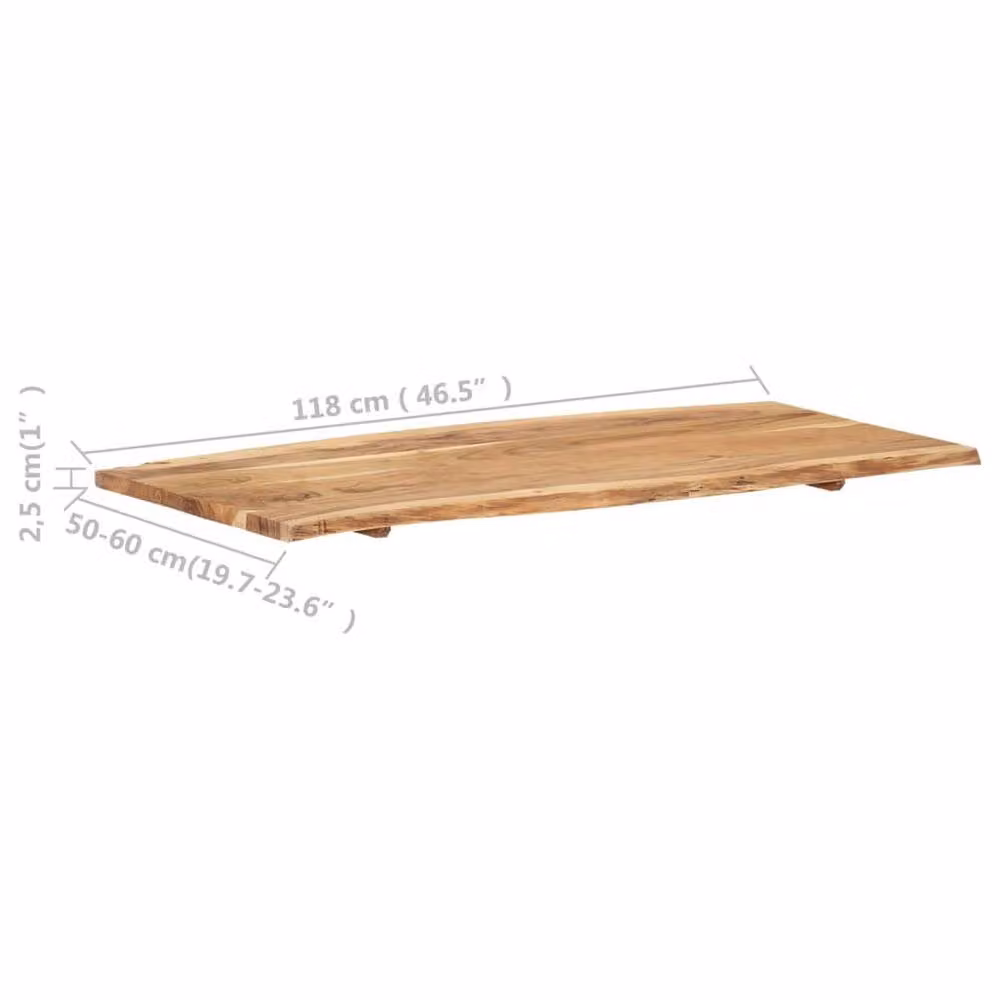 Berkfield Home Solid Acacia Wood Table Top, Brown, W: 118 cm, D: 50-60 cm, H: 2.5 cm – 2
