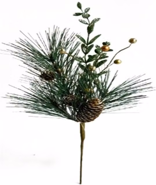 Lemon Pavilion Furniture and Decor Christmas Soft Gold Spray with Pinecones in Green and Gold, Height: 42 cm