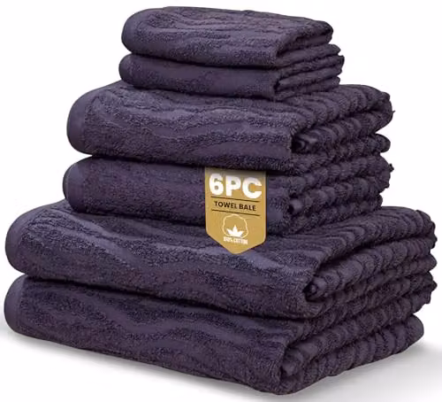Rapport Home Safari 6-Piece Cotton Towel Bale Set in Purple, 500gsm
