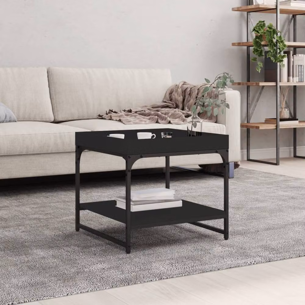 Berkfield Home Black Square Coffee Table in Engineered Wood W/D/H: 49.5 x 49.5 x 45 cm – 2
