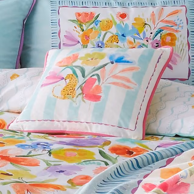 Appletree Style Havana Multi-Colour Floral Velvet Filled Square Cushion W/D/H: 43 x 43 x 43 cm