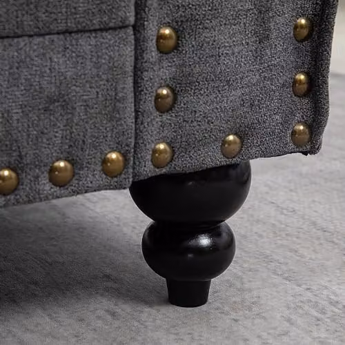 HOMCOM 3 Seater Fabric Sofa in Grey with Rubberwood Legs – 3