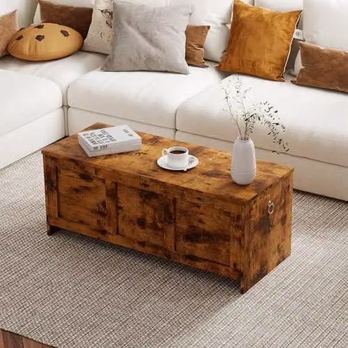 Levede Rustic Brown Wooden Storage Bench and Shoe Rack with Striped Synthetic Leather Seat, W/D/H: 100 x 40 x 41 cm – 7