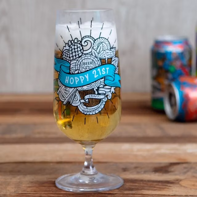 Boxer Gifts Men's 21st Birthday Craft Beer Glass in Transparent