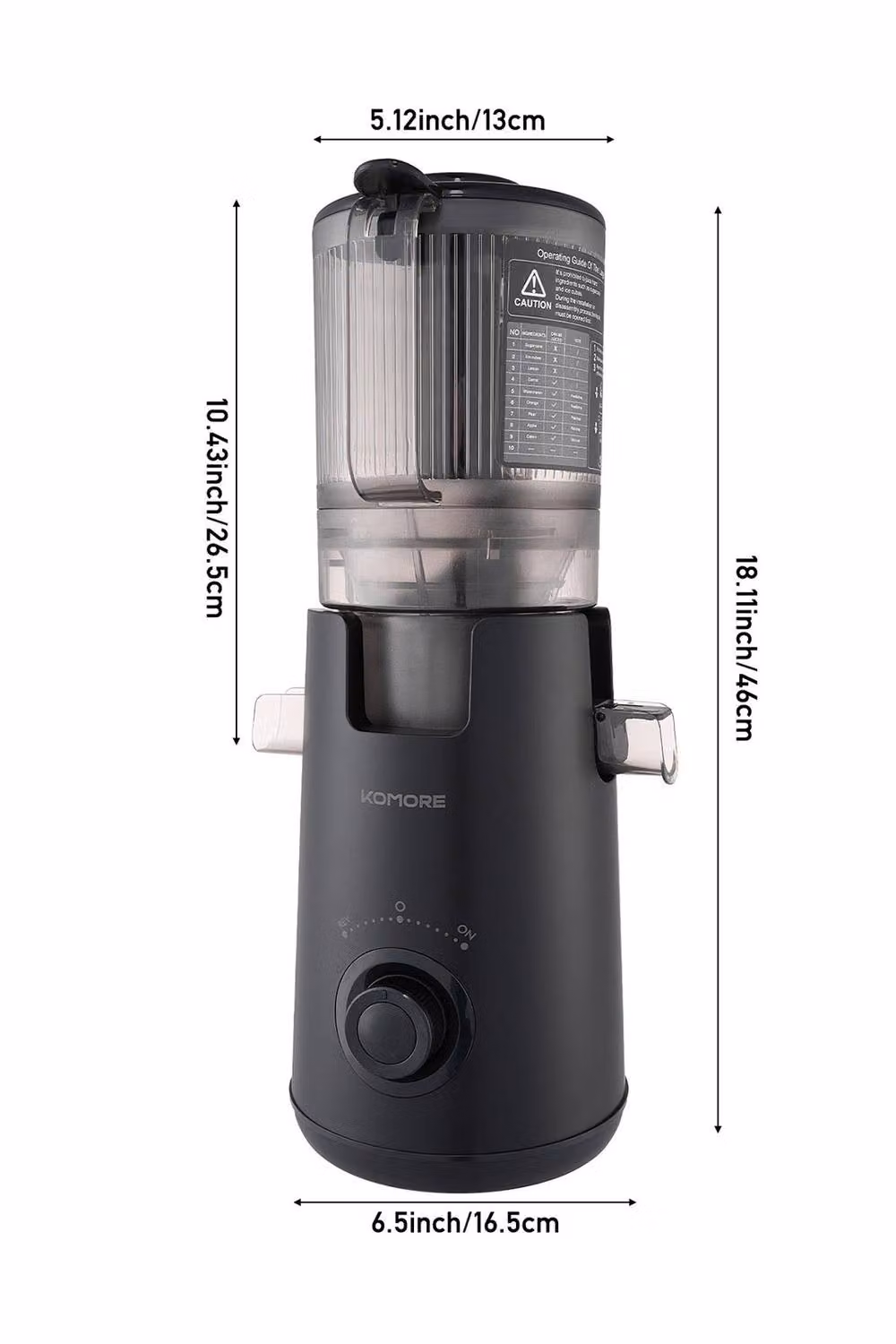 ExtraStar 300W Slow Masticating Cold Press Juicer with Lid, Black – 5