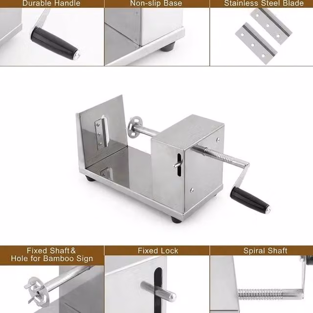 NESTLUNE Tornado Spiral Potato Slicer and Spiralizer in Silver with Stainless Steel and Non-Slip Base