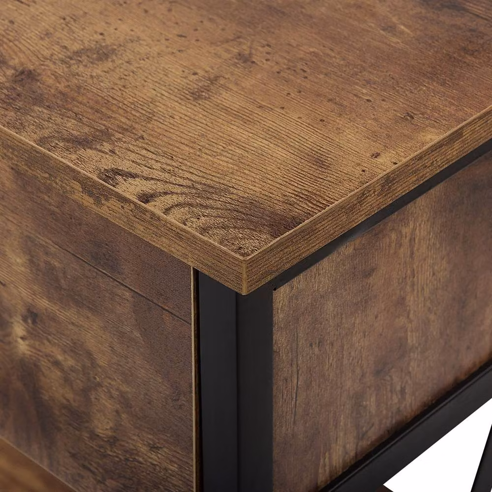 Wyld and Coco Industrial Console Table with 2 Drawers and Open Shelf, Dark Brown and Black, W/D/H: 107 x 46 x 76 cm – 6