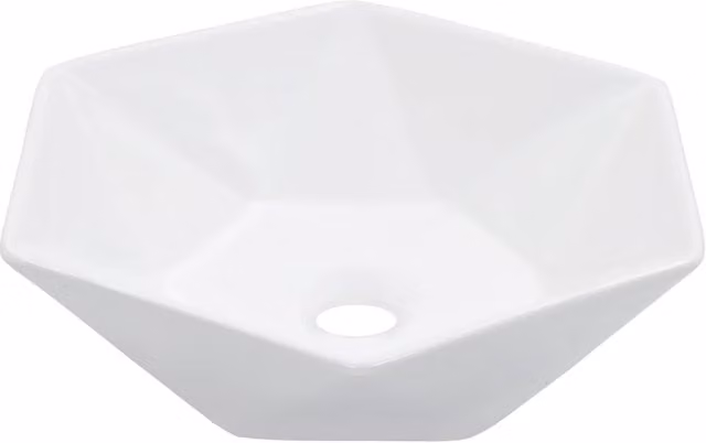 Berkfield White Ceramic Asymmetric Countertop Wash Basin W: 41 cm, D: 36.5 cm, H: 12 cm
