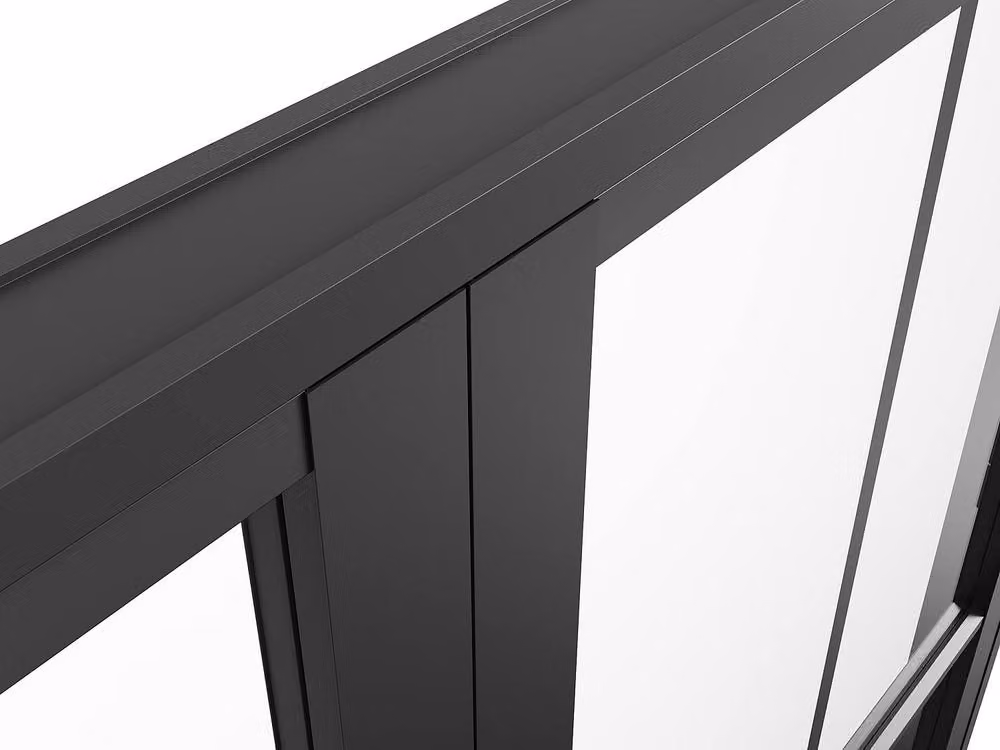 Vente-unique Double Swing Door with Aluminium and Tempered Glass, Black, H 204 x W 93 cm (2 units) – 4