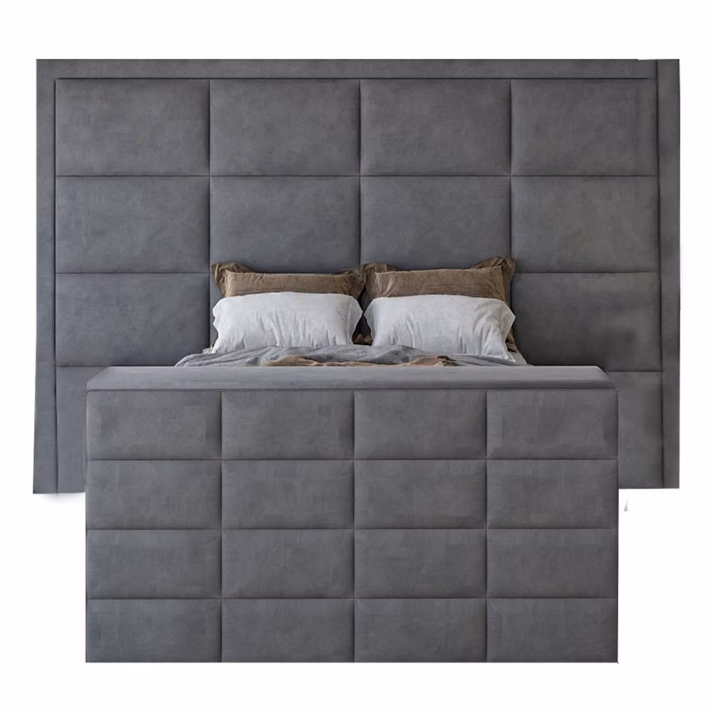 KDMD Alwoodley Upholstered Grey Television Bed Frame, W/D/H: 140 x 200 cm – 2