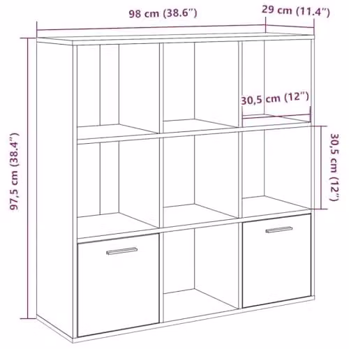 vidaXL Modern Book Cabinet in Old Wood Brown, W/D/H: 98 x 29 x 97.5 cm – 3