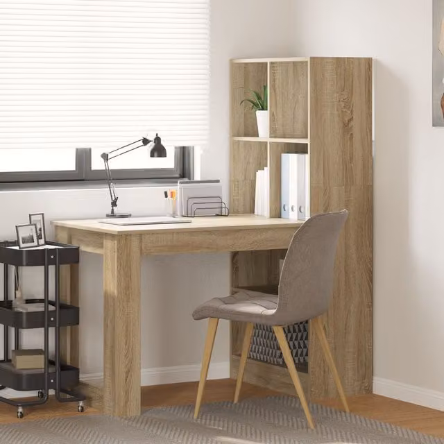Berkfield Home Sonoma Oak Writing Desk in Brown, W/D/H: 122 x 67 x 145 cm