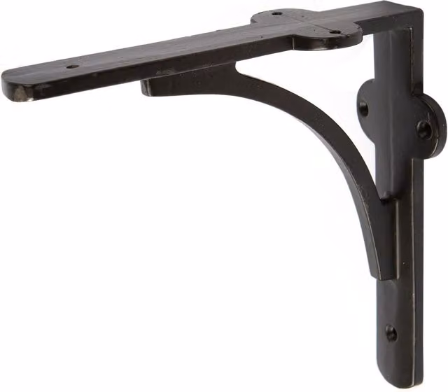 Hammer and Tongs Matt Black Curved Iron Shelf Bracket, 15 x 15 cm