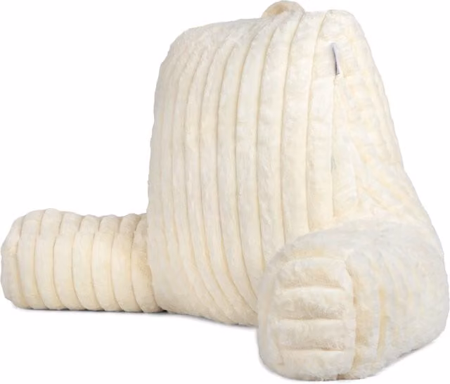 Aamira Deluxe Large Shredded Memory Foam Reading Pillow in Cream Faux Fur