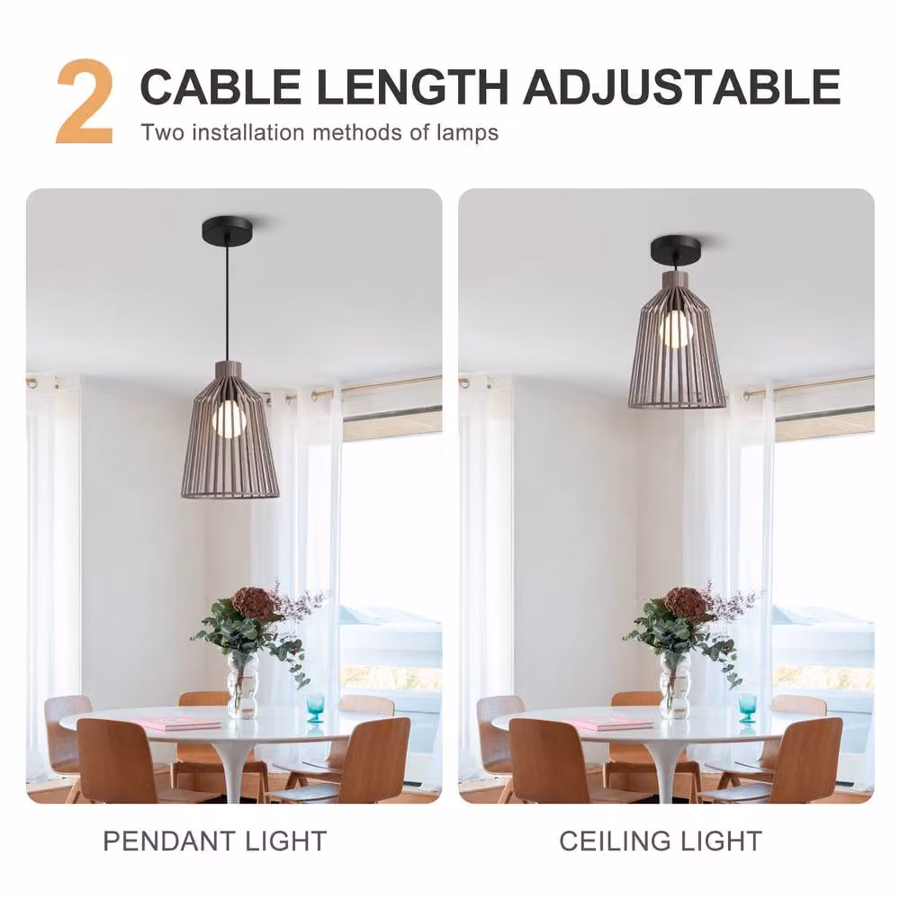Harper Living Metal Cage Pendant Ceiling Light, E27, Brown – 4